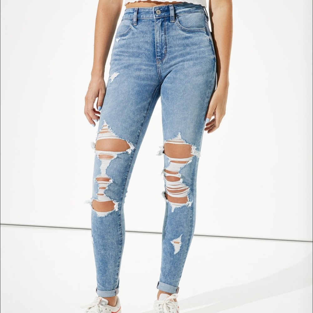 AE High Rise Ripped Jeans